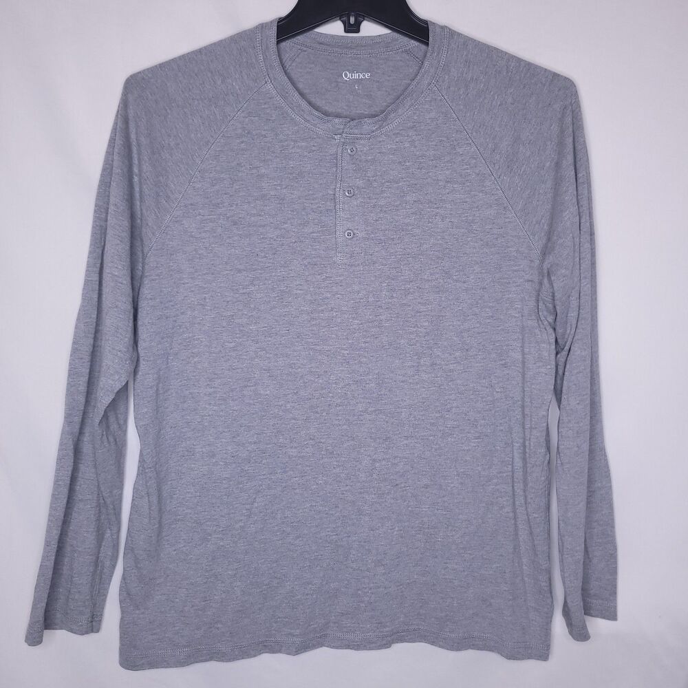 Quince Henley Shirt Mens Large Gray Long Sleeve